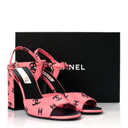 Chanel Lambskin Printed CC Sandals 41 Pink Black 11 of 11