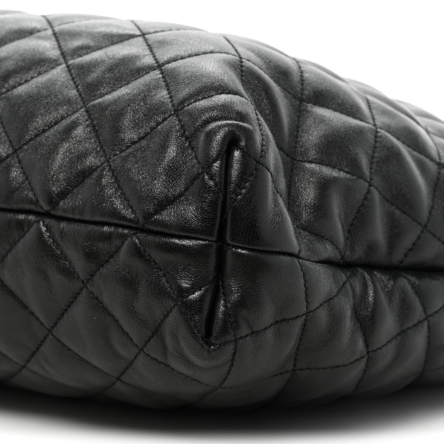 Lambskin Quilted Maxi Icare Shopping Tote Black
