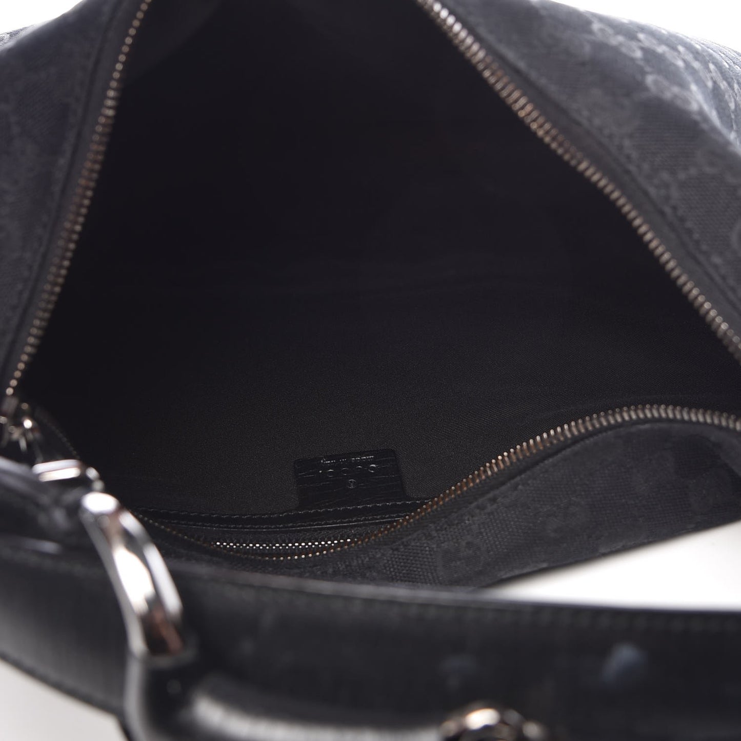 Monogram Medium Horsebit Chain Hobo Black