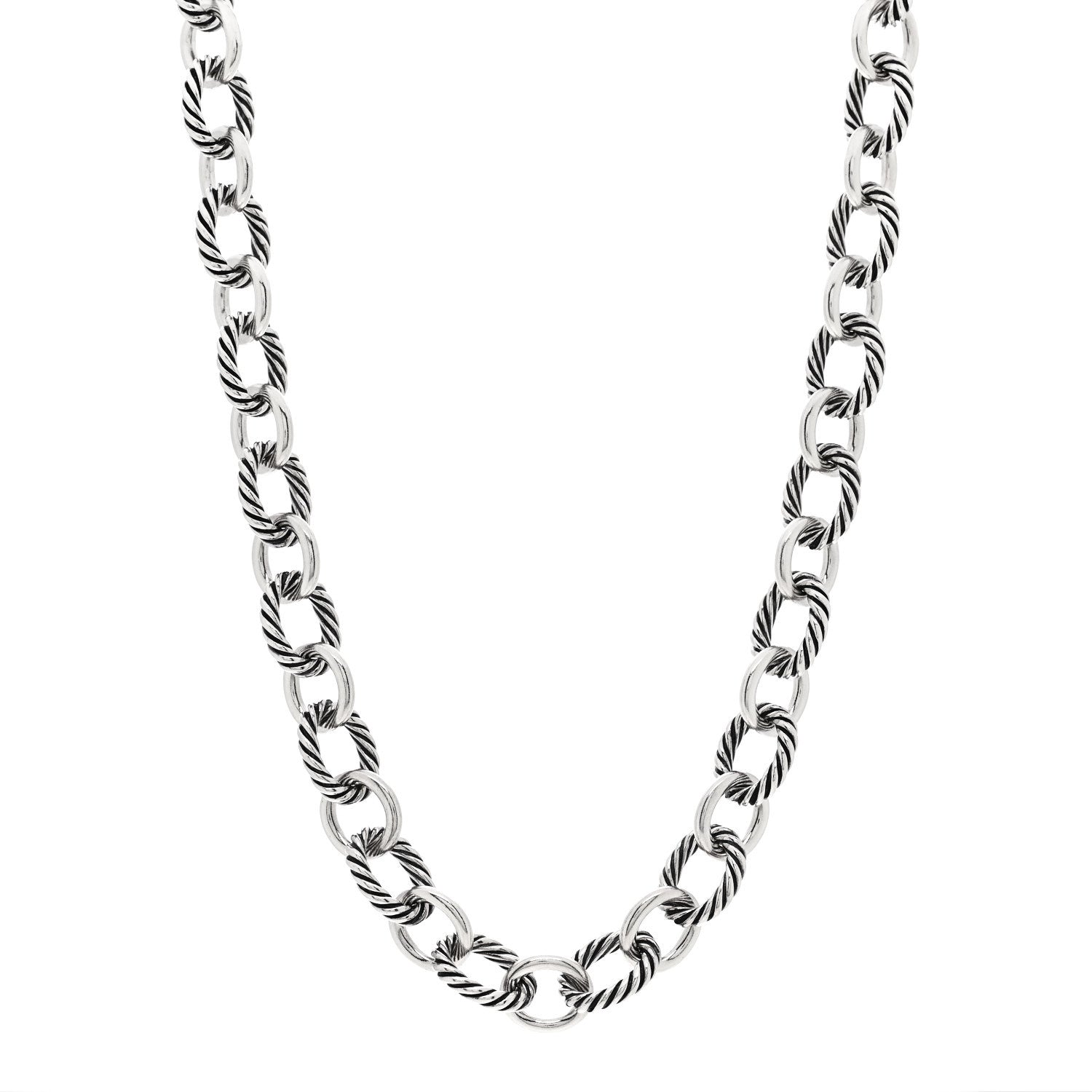 David Yurman Sterling Silver 12mm Large Oval Link Necklace 1 of 5