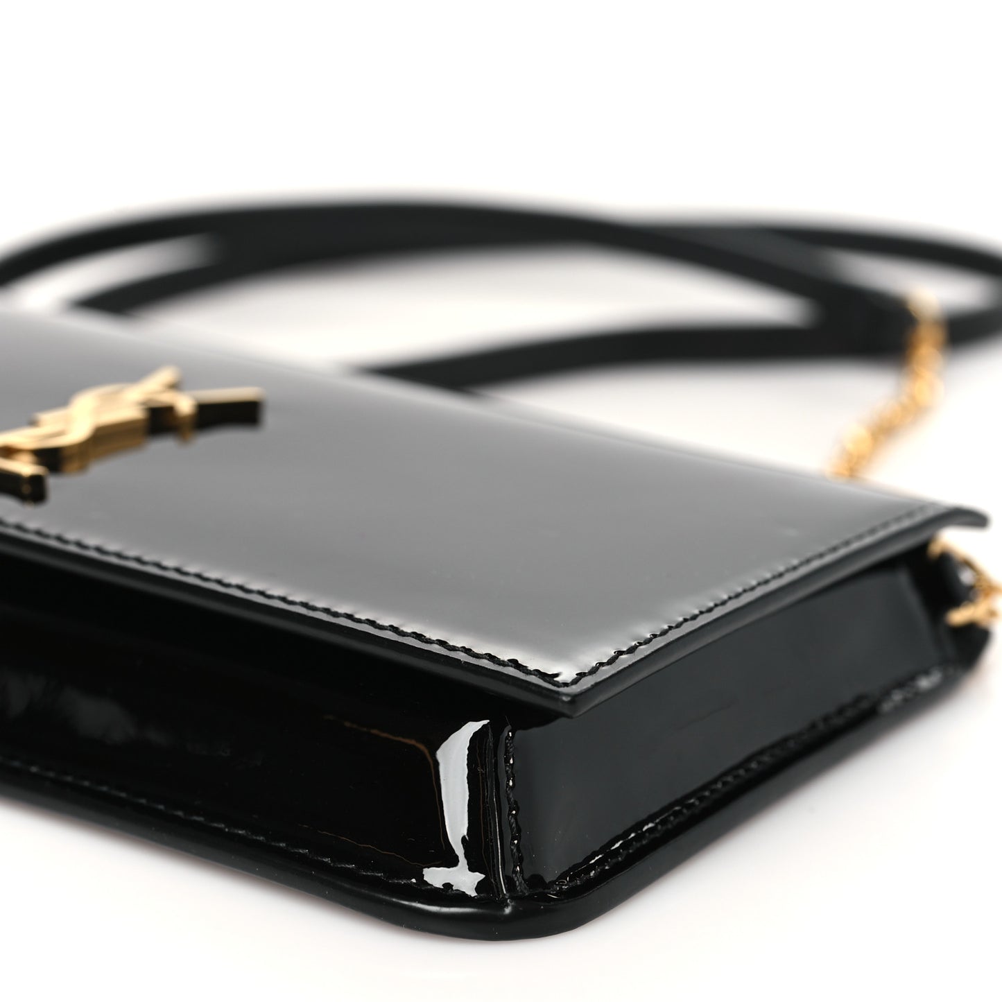 Vernice Diamond Calfskin Monogram Phone Holder Crossbody Black