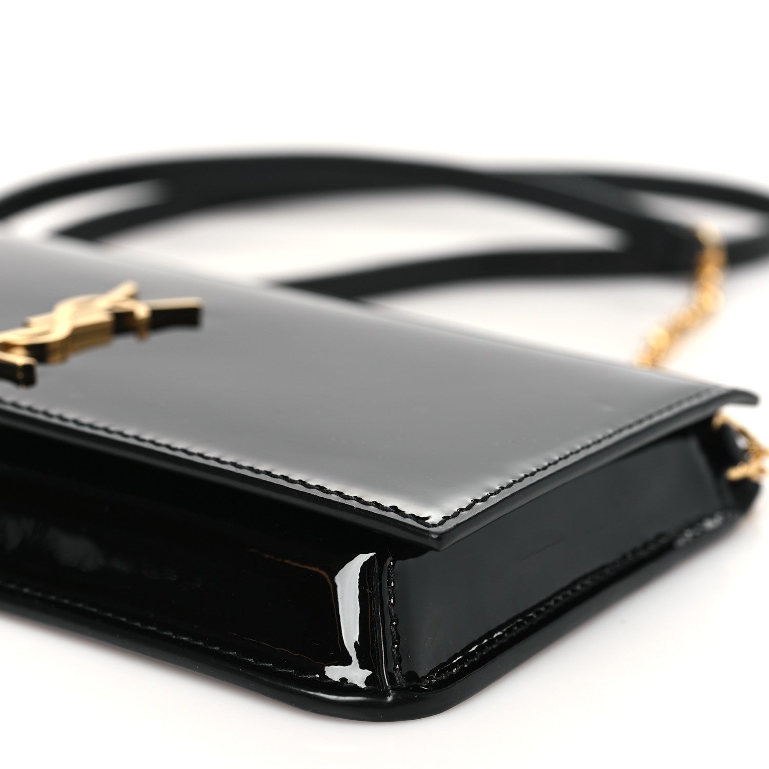 Saint Laurent Vernice Diamond Calfskin Monogram Phone Holder Crossbody Black 9 of 9