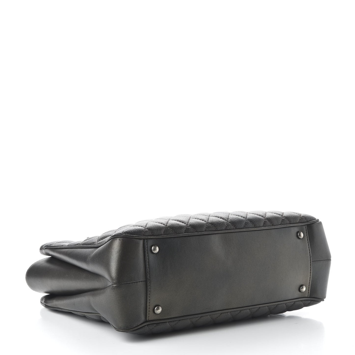 Metallic Goatskin Quilted Medium Rock In Rome Tote Charcoal