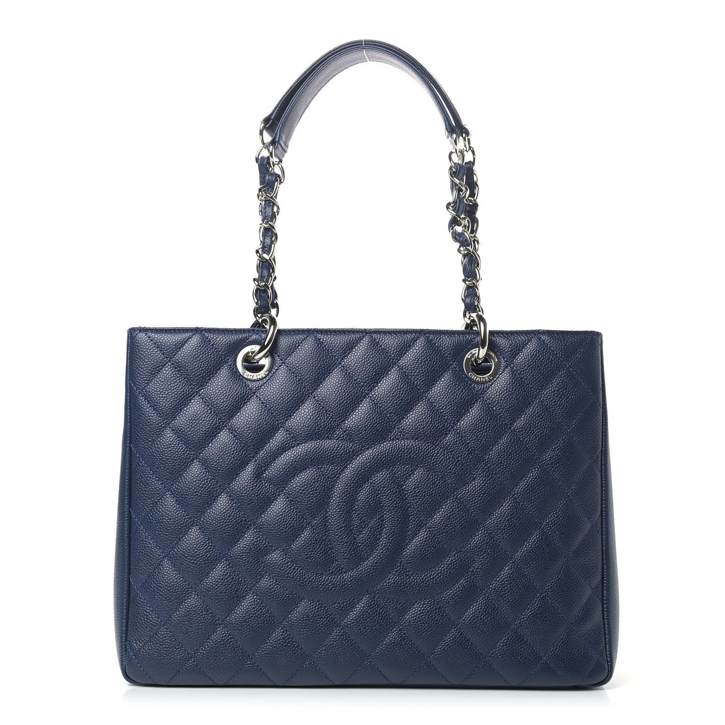 Caviar Quilted Grand Shopping Tote GST Dark Navy Blue