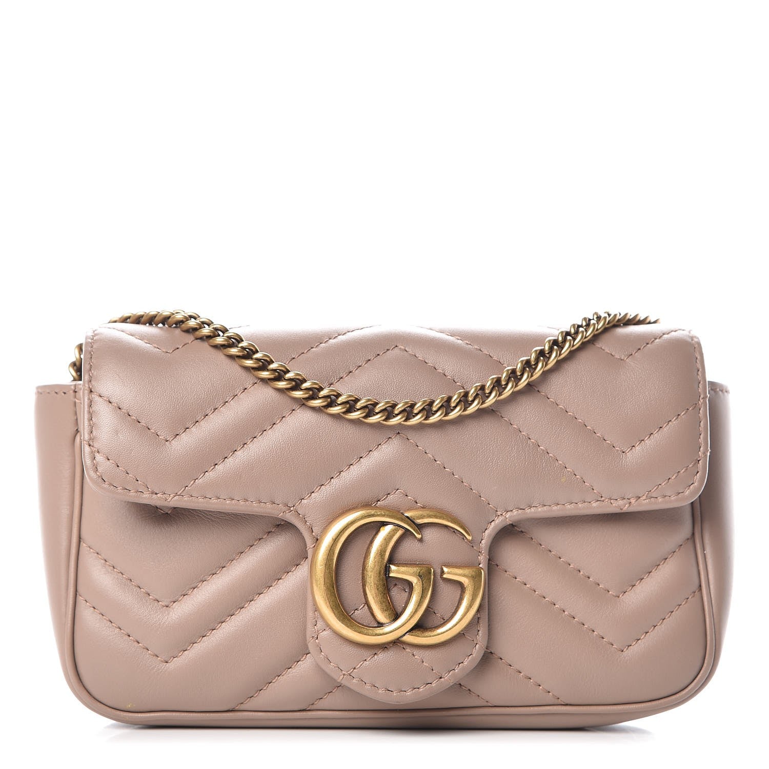 Gucci Calfskin Matelasse Super Mini GG Marmont Shoulder Bag Porcelain Rose 1 of 9