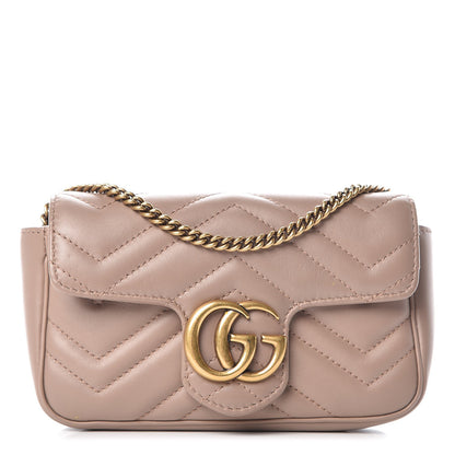 Gucci Calfskin Matelasse Super Mini GG Marmont Shoulder Bag Porcelain Rose 1 of 9