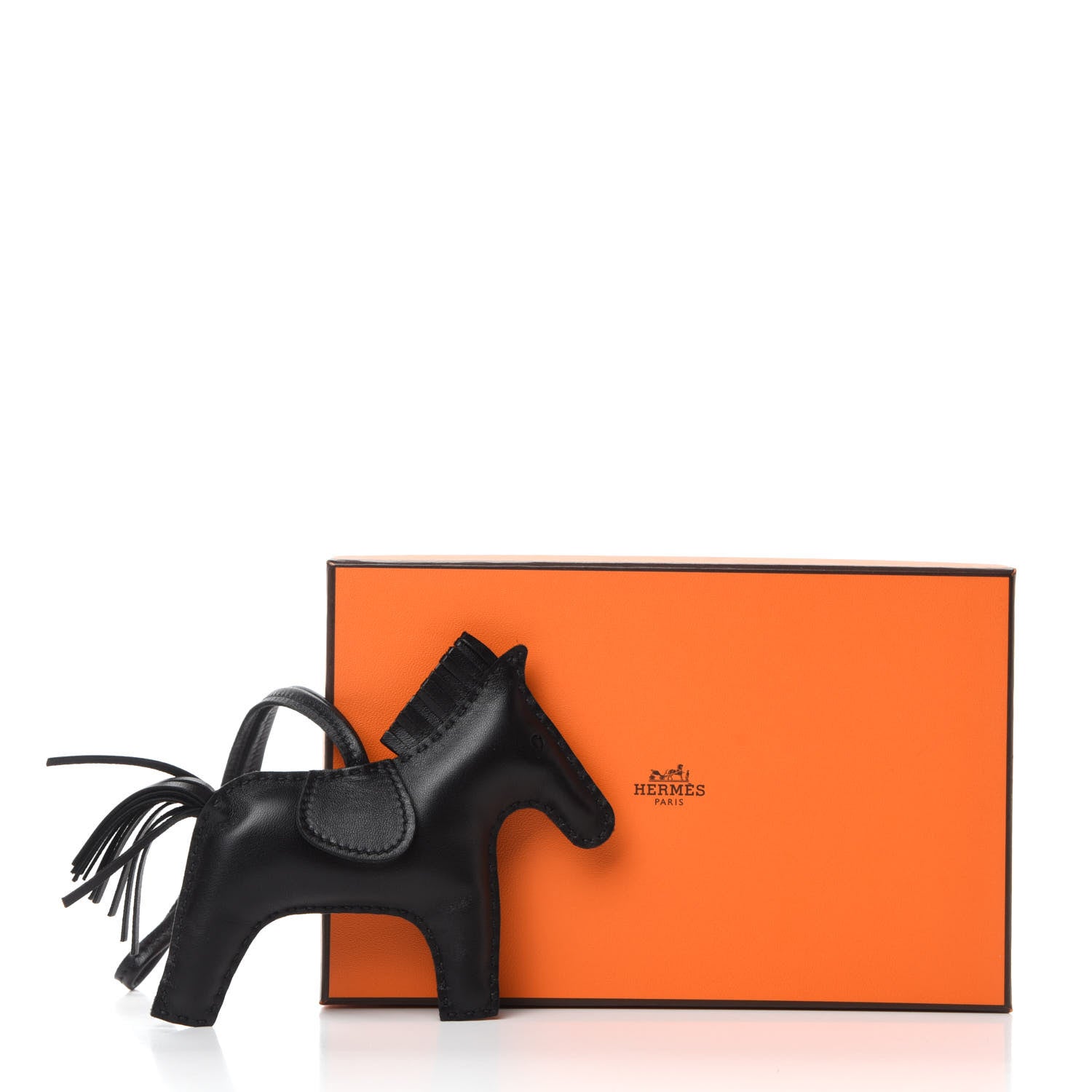 Hermes Milo Lambskin Grigri Rodeo Horse Bag Charm GM So Black 4 of 4