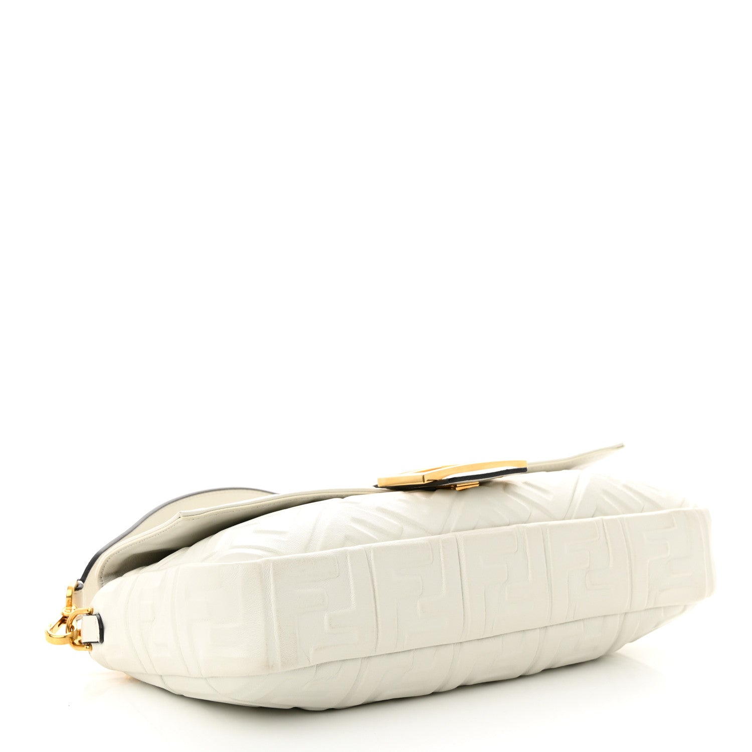 Fendi Nappa FF 1974 Embossed Large Baguette White 4 of 12