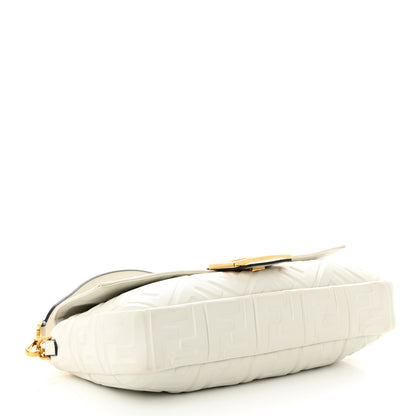 Fendi Nappa FF 1974 Embossed Large Baguette White 4 of 12