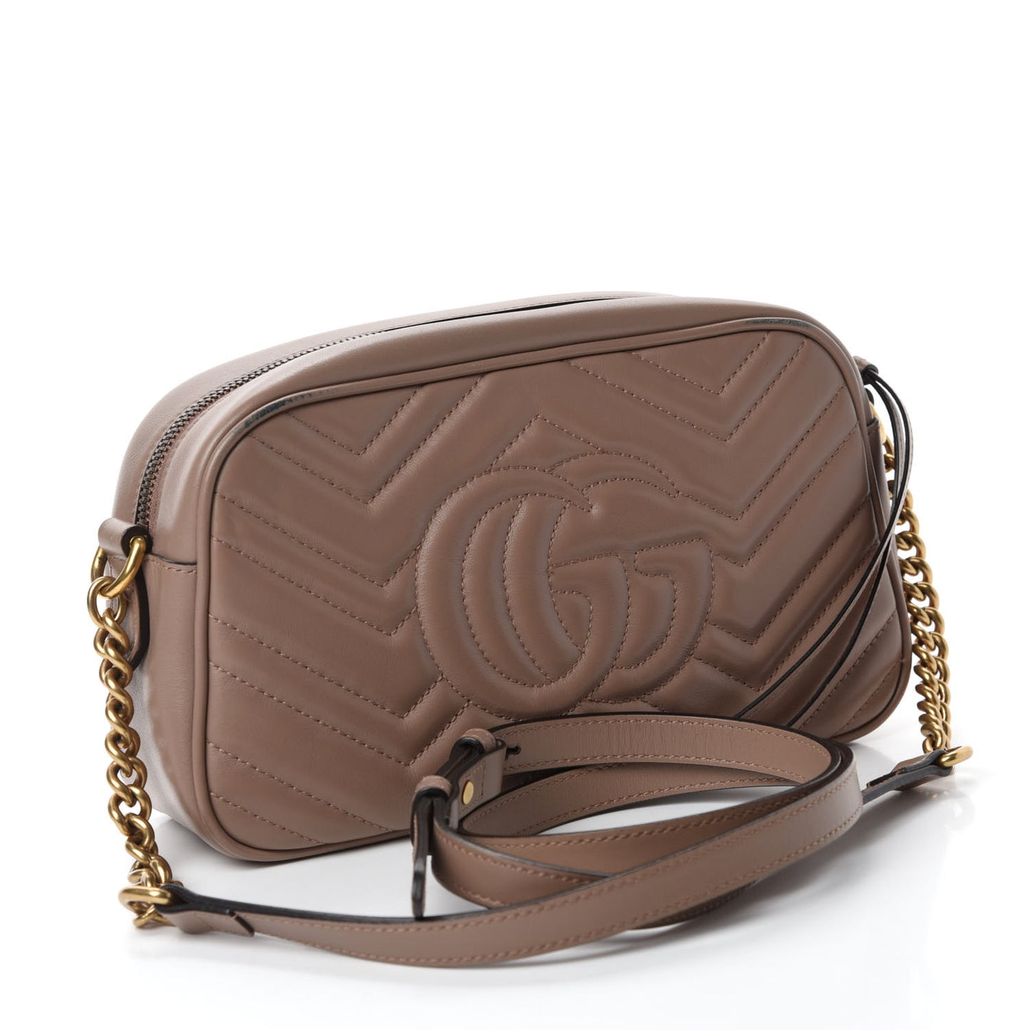 Calfskin Matelasse Small GG Marmont Chain Shoulder Bag Porcelain Rose