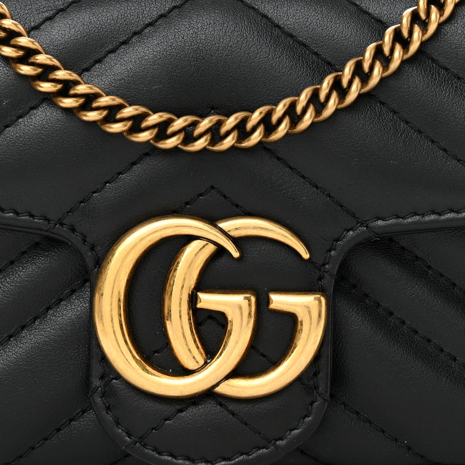 Gucci Calfskin Matelasse Super Mini GG Marmont Shoulder Bag Black 8 of 10