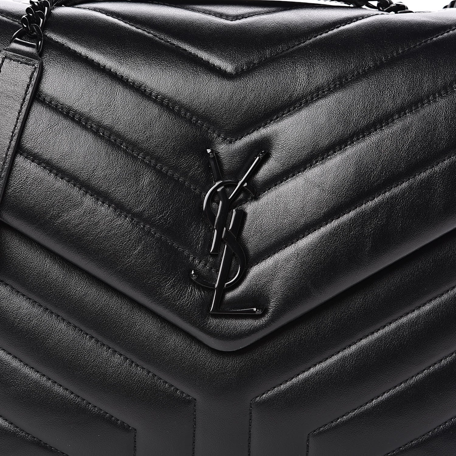 Saint Laurent Calfskin Y Quilted Monogram Medium Loulou Chain Satchel Black 10 of 10