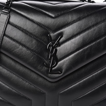Saint Laurent Calfskin Y Quilted Monogram Medium Loulou Chain Satchel Black 10 of 10