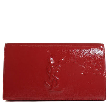 Saint Laurent Textured Patent Monogram Large Belle De Jour Clutch Fuchsia 1 of 7
