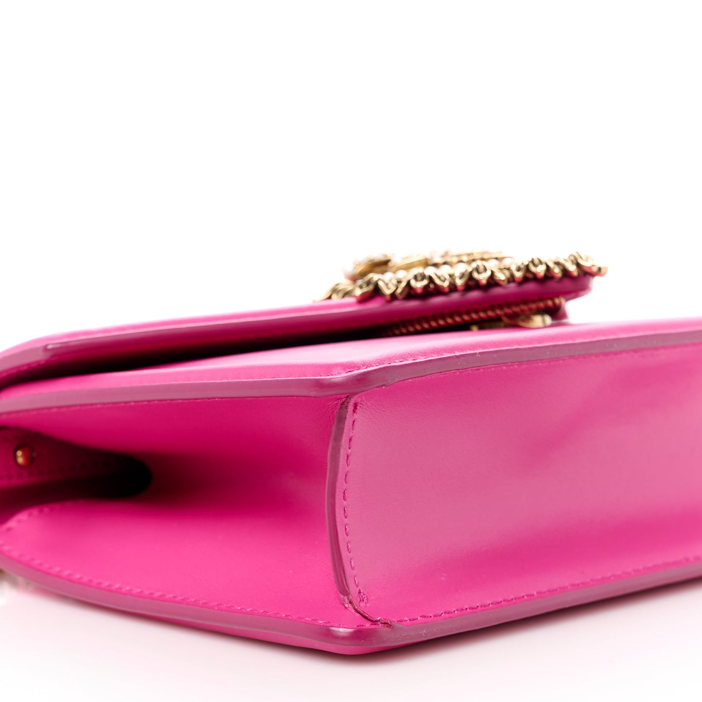 DOLCE GABBANA Smooth Calfskin Small Devotion Envelope Top Handle Bag Pink