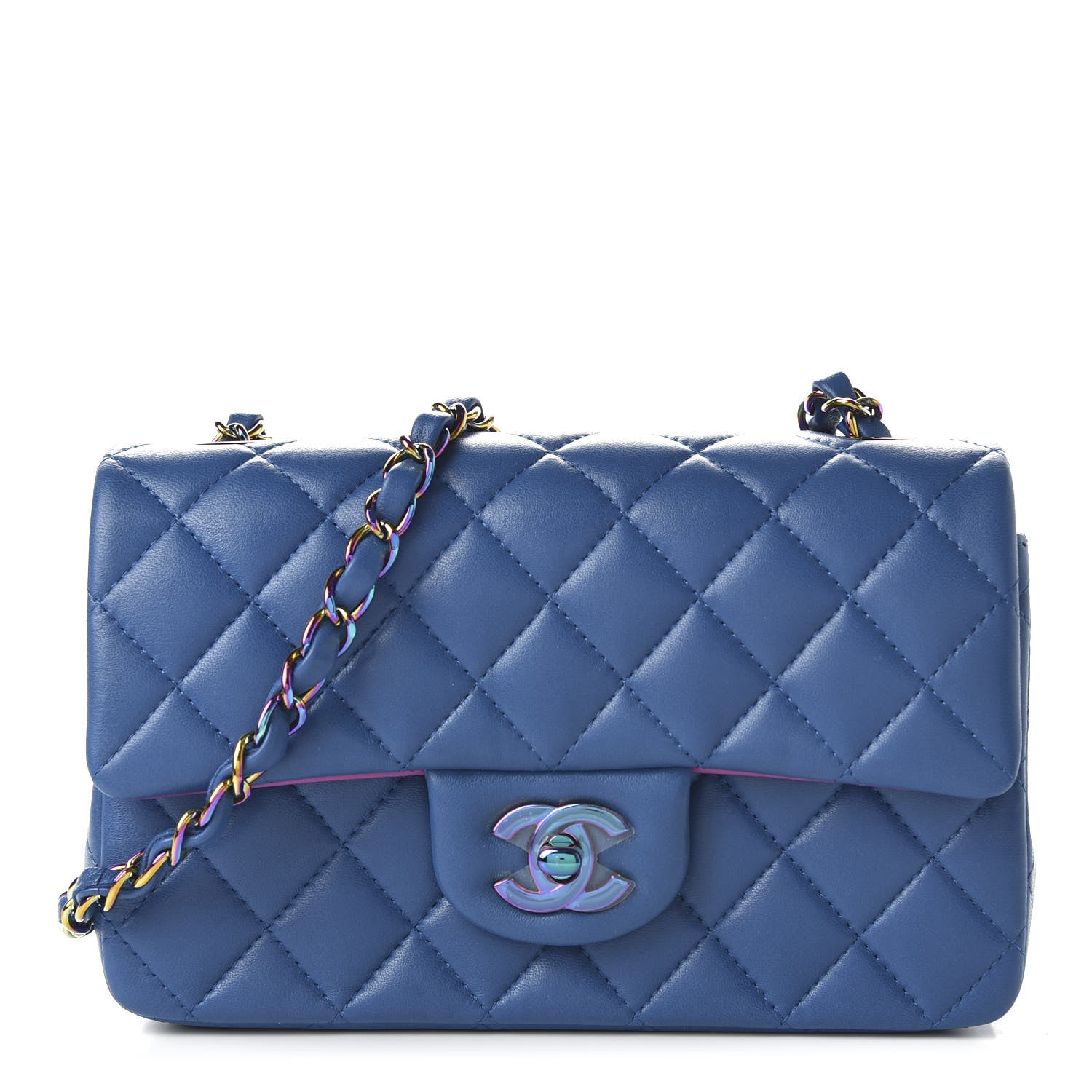 Chanel Lambskin Quilted Mini Rectangular Flap Blue Purple 1 of 11