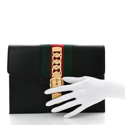 Gucci Calfskin Small Sylvie Wristlet Clutch Black 2 of 14
