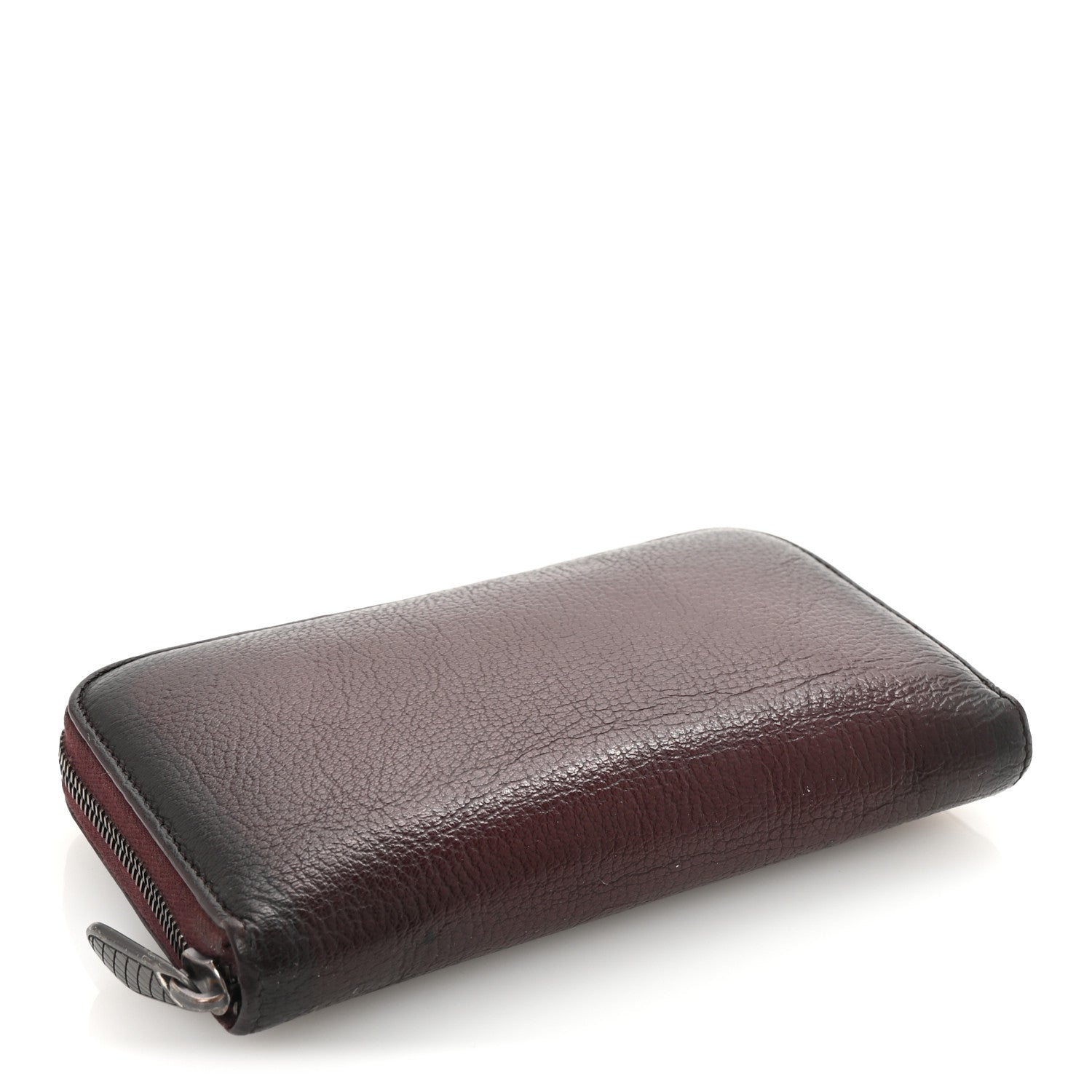 Bottega Veneta Grained Calfskin Zip Around Wallet Burgundy Black 4 of 7
