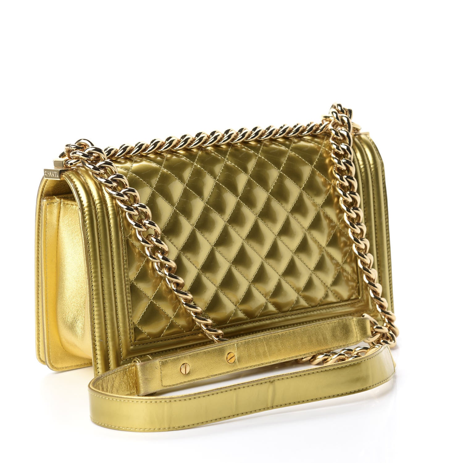 Chanel Metallic Patent Calfskin Medium Boy Flap Gold 3 of 12