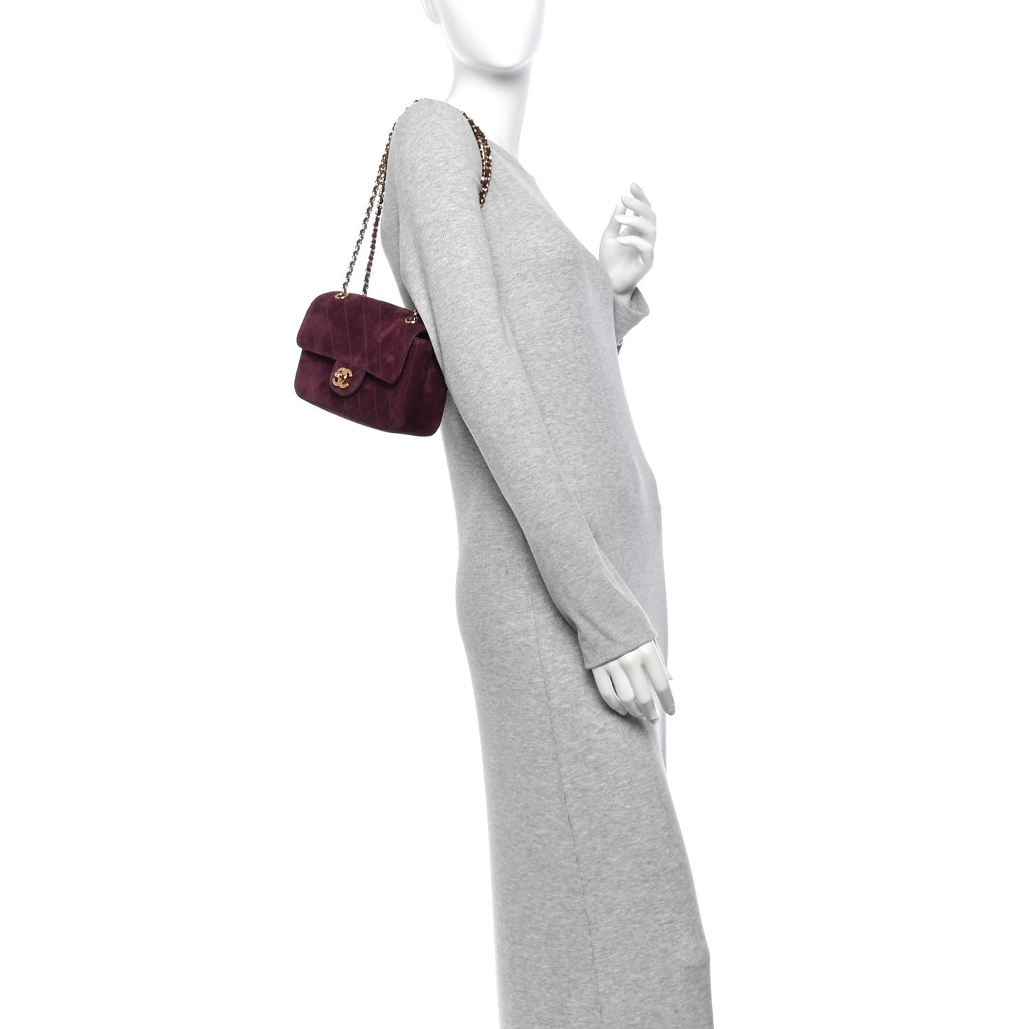 Suede Calfskin Mini Souplissimo Flap Burgundy