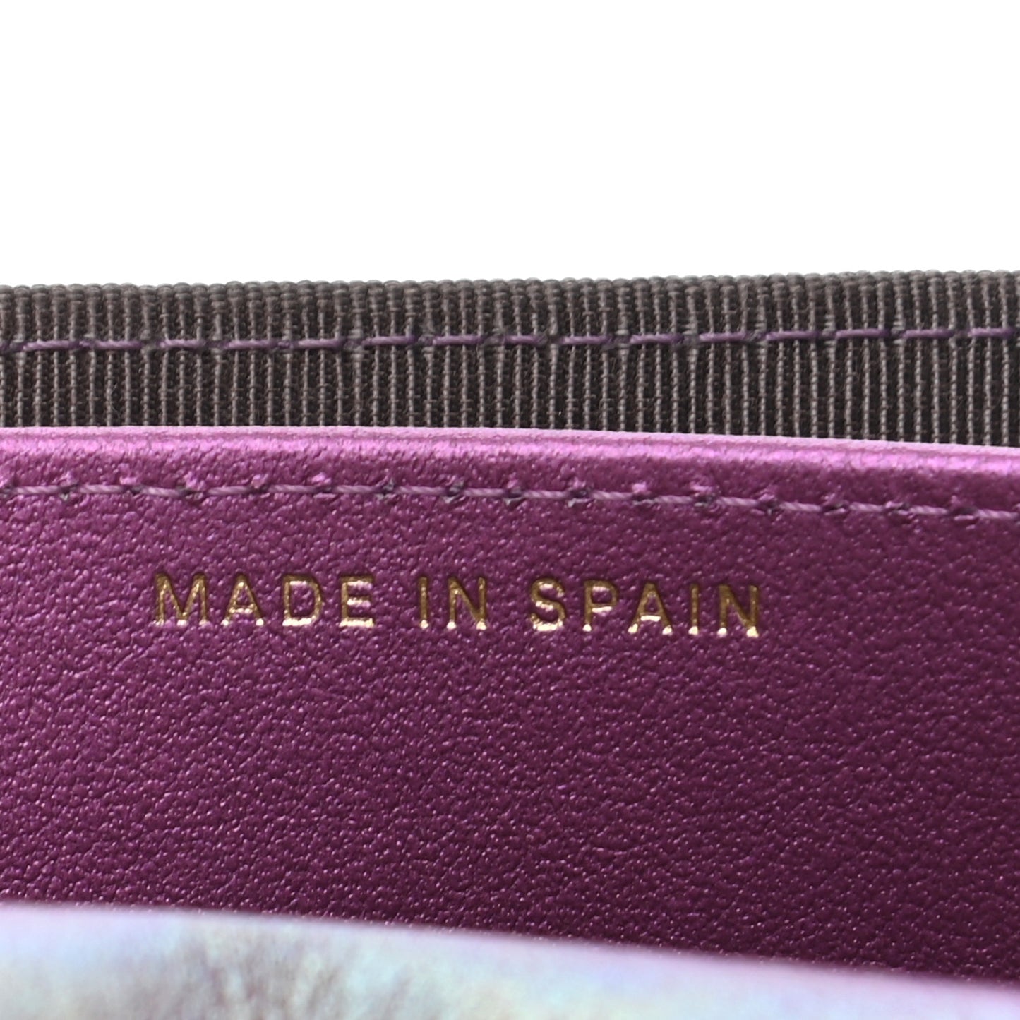 Iridescent Lambskin Quilted Flap Card Holder Wallet Purple