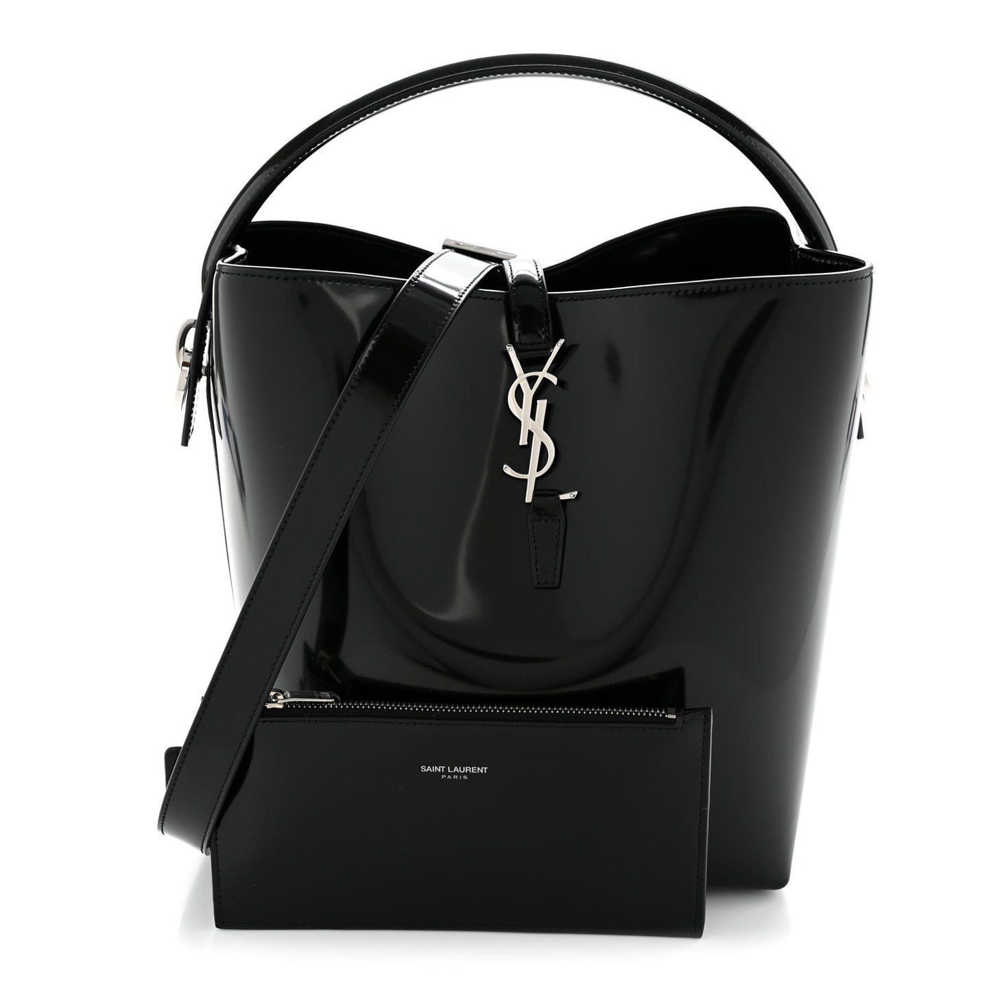 Patent Calfskin Le 37 Bucket Bag Black
