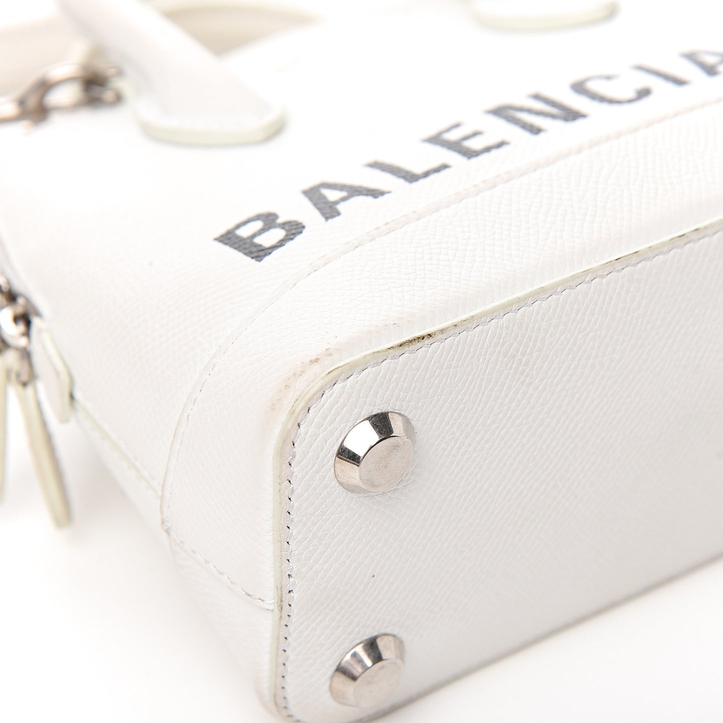 Grained Calfskin XXS Ville Top Handle Bag White Black