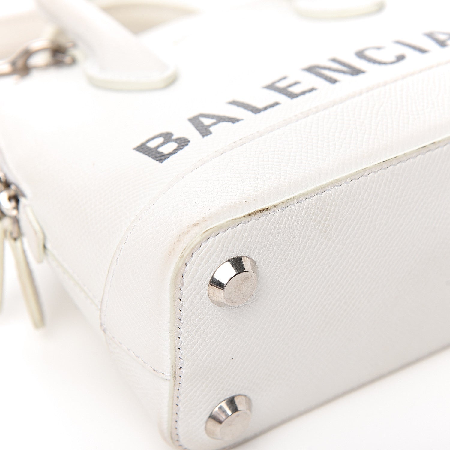 Balenciaga Grained Calfskin XXS Ville Top Handle Bag White Black 8 of 10