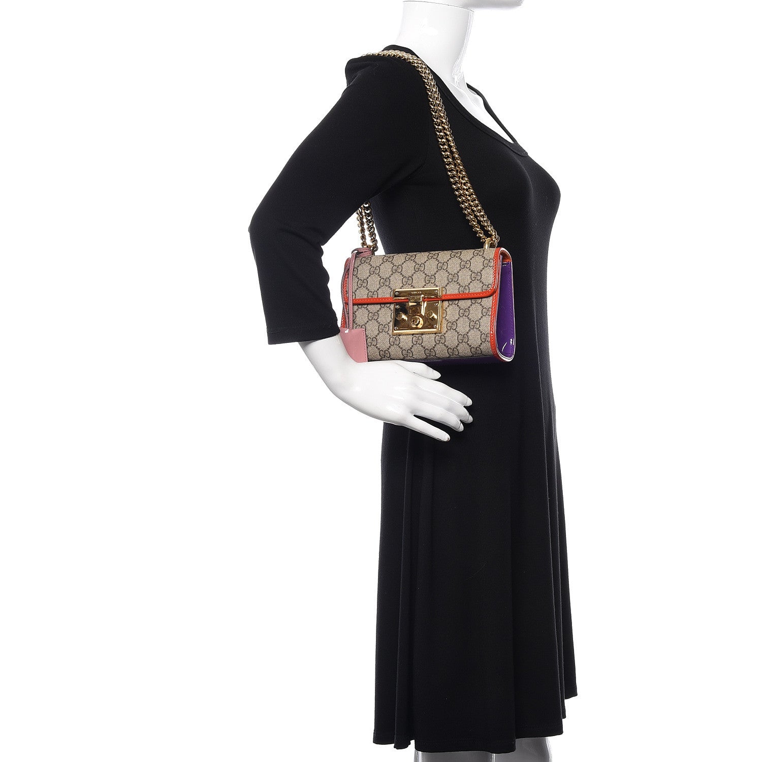 Gucci GG Supreme Monogram Patent Small Padlock Shoulder Bag Multicolor 2 of 13
