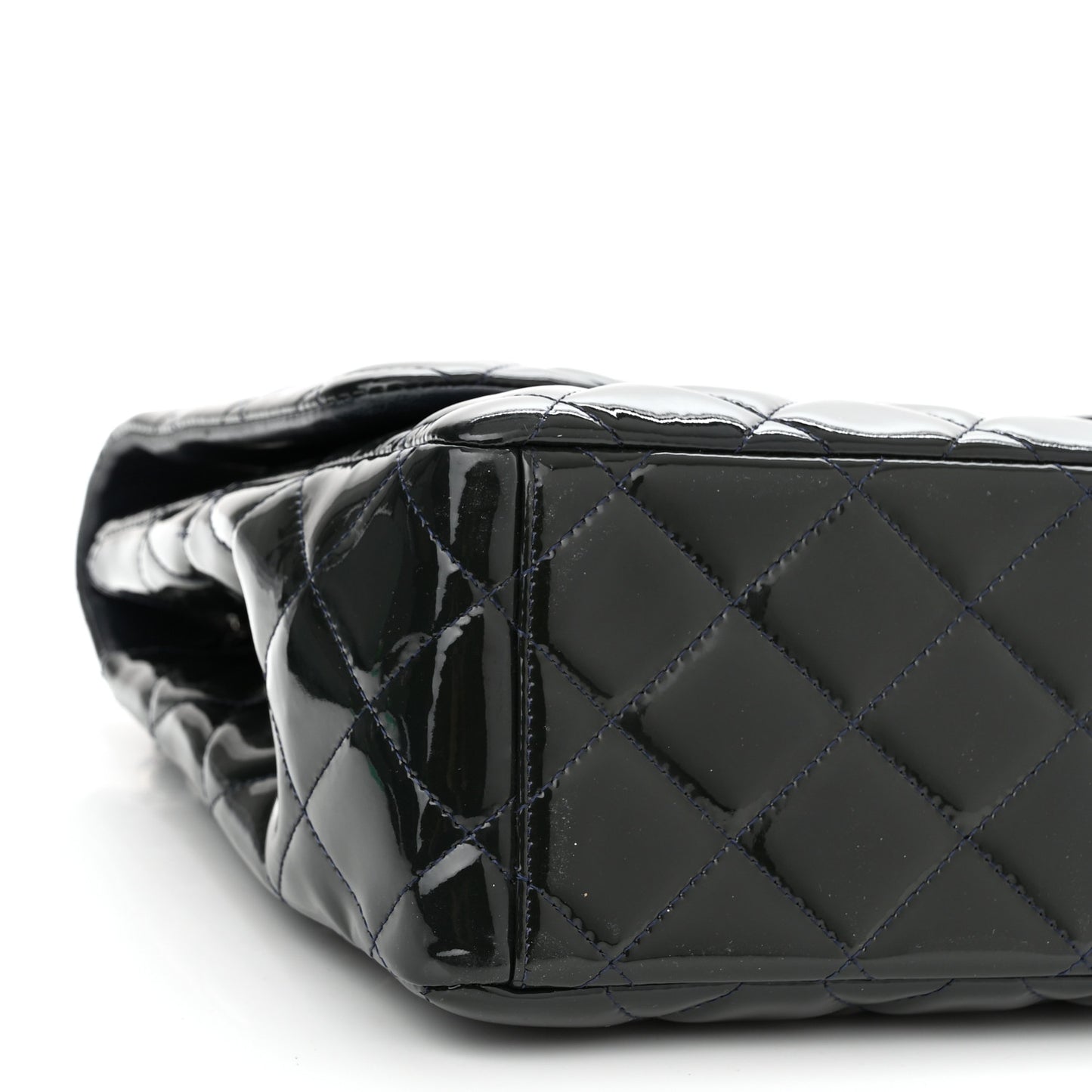 Patent Quilted Maxi Single Flap Blue