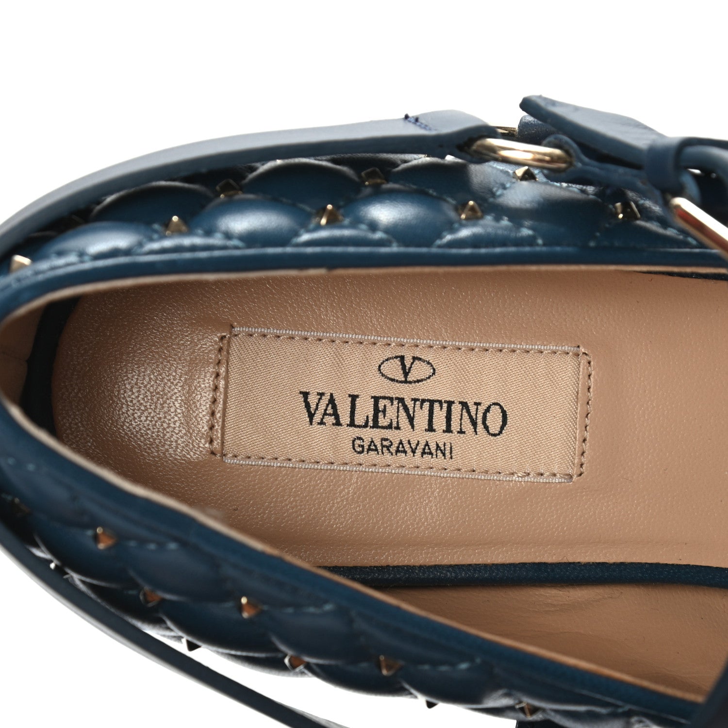 Valentino Garavani Lambskin Rockstud Spike Captoe Ballerina Flats 37.5 Peacock 6 of 11