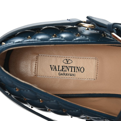 Valentino Garavani Lambskin Rockstud Spike Captoe Ballerina Flats 37.5 Peacock 6 of 11