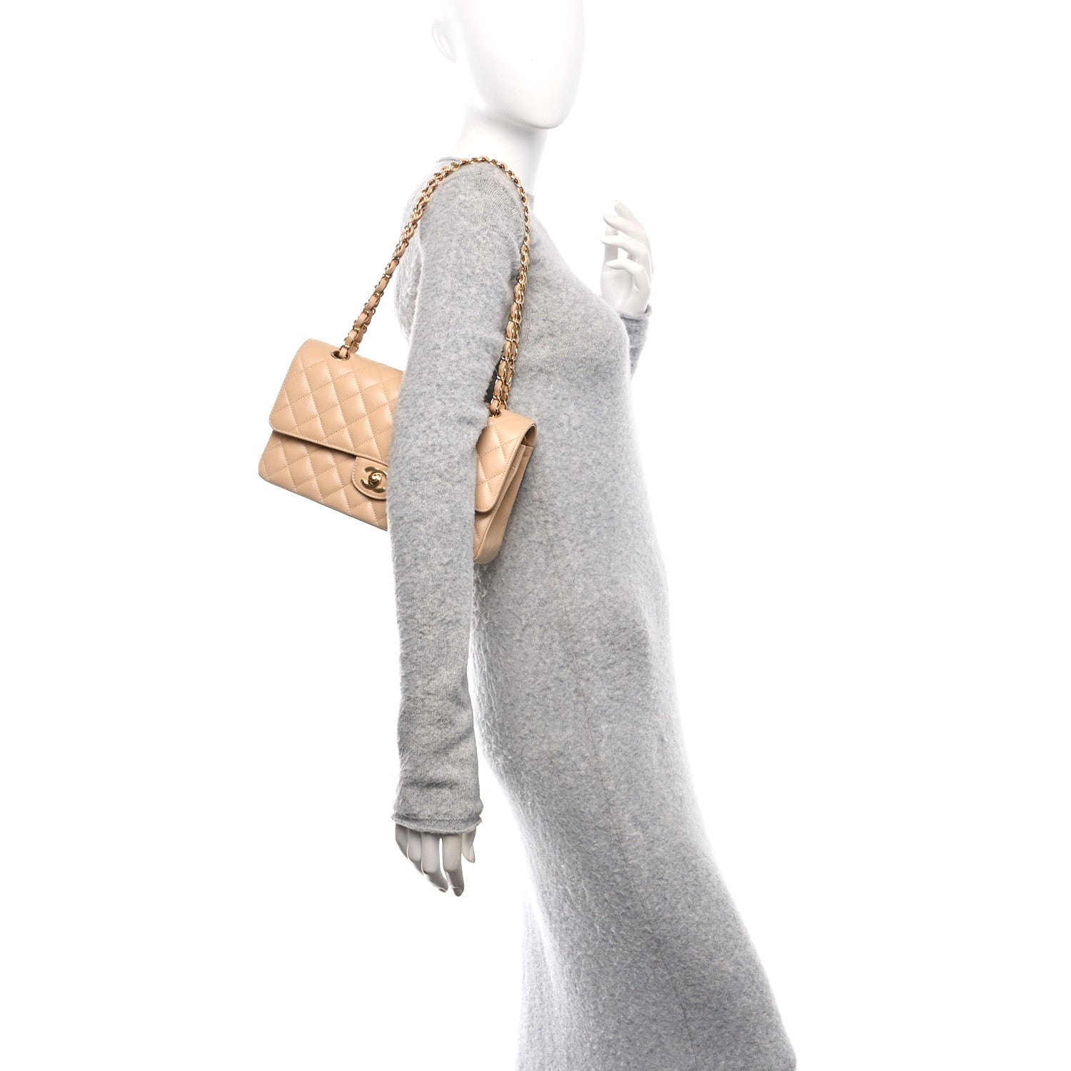 Chanel Caviar Quilted Medium Double Flap Beige 2 of 11