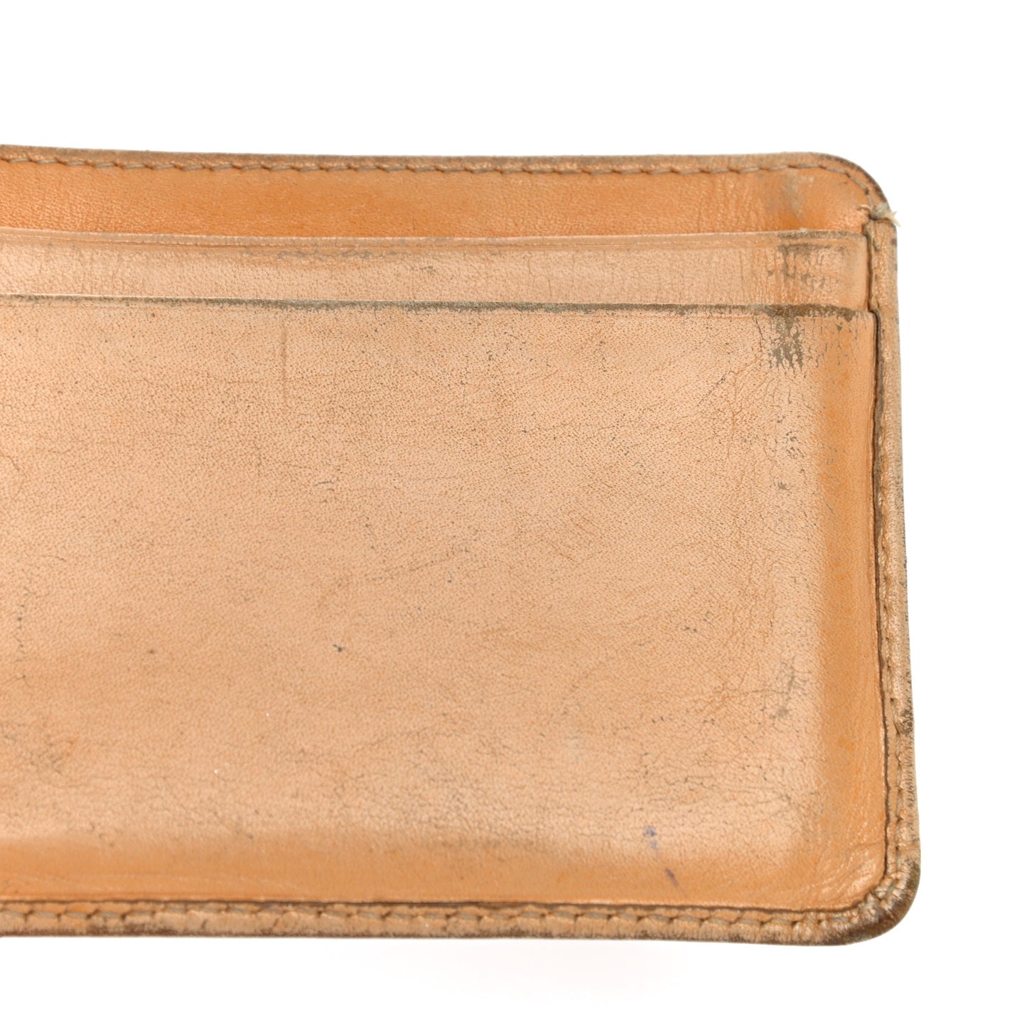 Calfskin Quilted Cambon Card Holder Beige Black