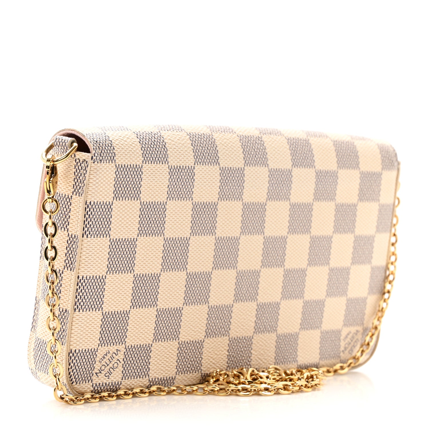 Louis Vuitton Damier Azur Pochette Felicie Chain Wallet Rose Ballerine 4 of 10