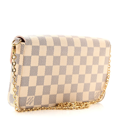 Louis Vuitton Damier Azur Pochette Felicie Chain Wallet Rose Ballerine 4 of 10
