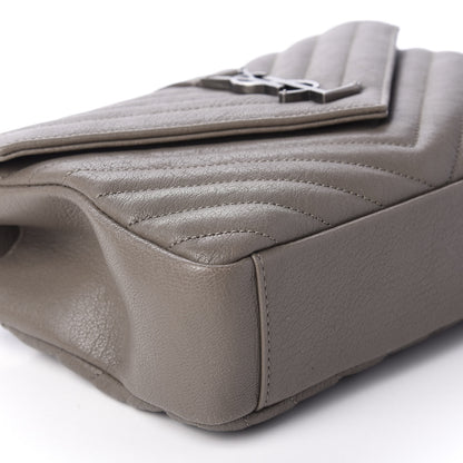 Saint Laurent Sheepskin Matelasse Chevron Monogram Medium College Bag Light Coal 7 of 12