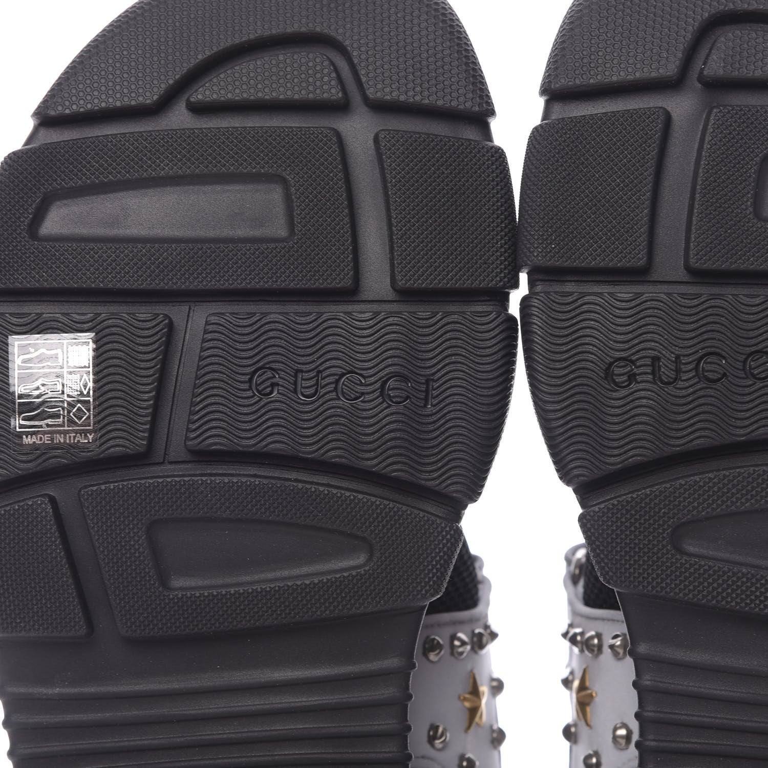 Gucci Technical Canvas Calfskin Reflective Studded Mens Aguru Sandals 11 Silver Black 6 of 8