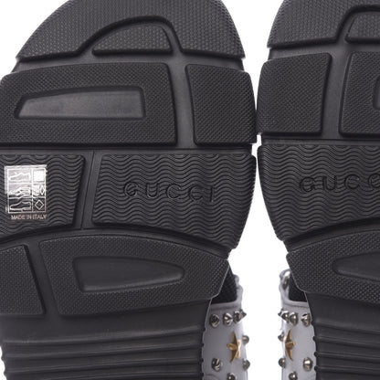 Gucci Technical Canvas Calfskin Reflective Studded Mens Aguru Sandals 11 Silver Black 6 of 8