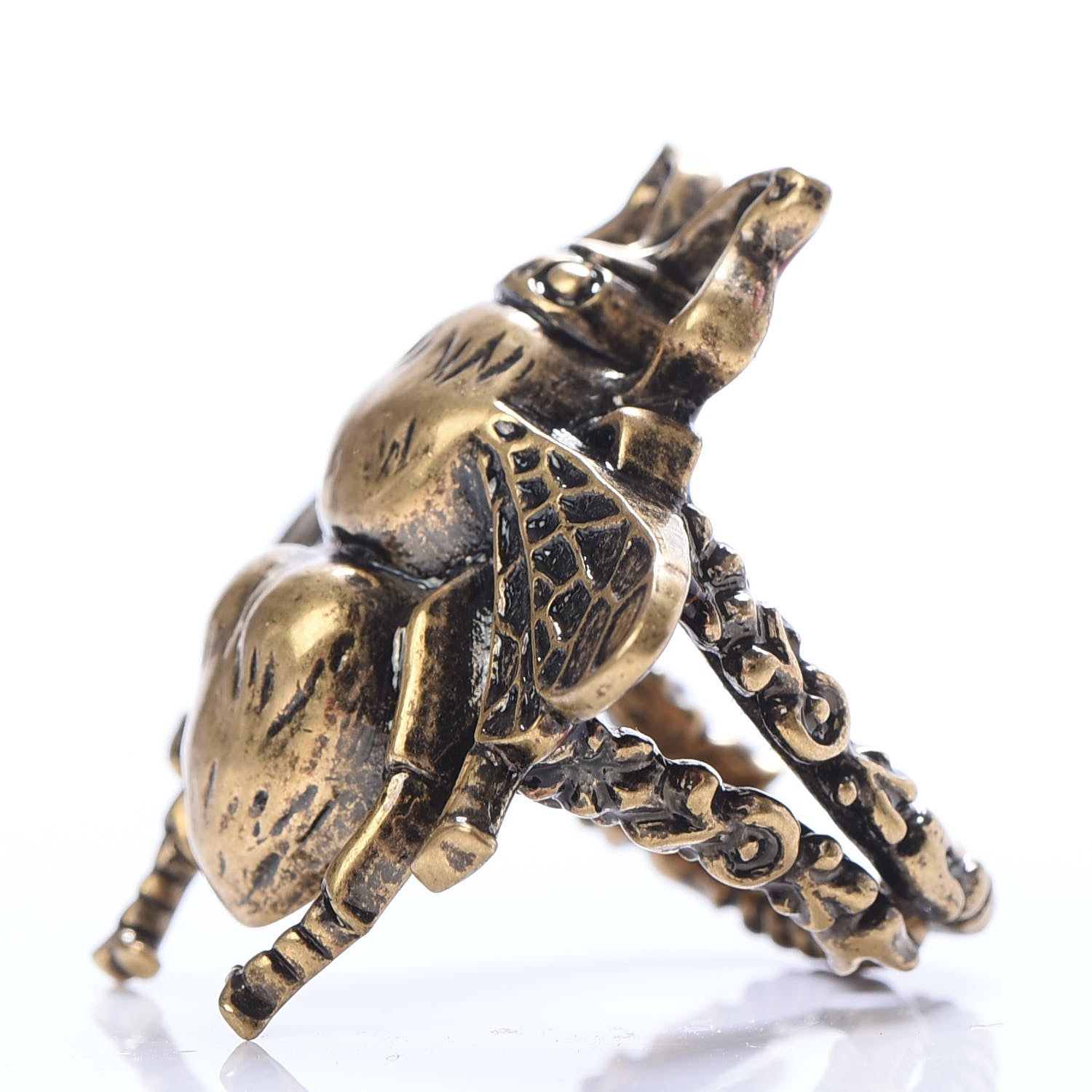 Gucci Metal Enamel Bee Ring 5 Aged Gold 3 of 5