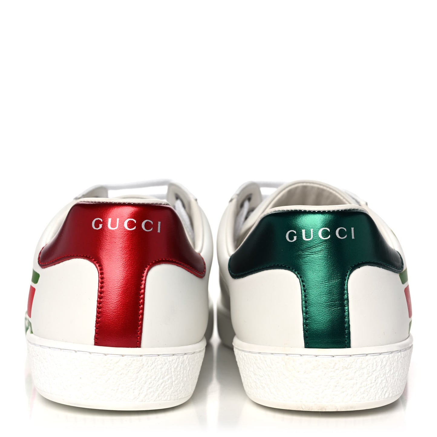 Calfskin Interlocking G Mens New Ace Sneakers 9 White Red Flame Green