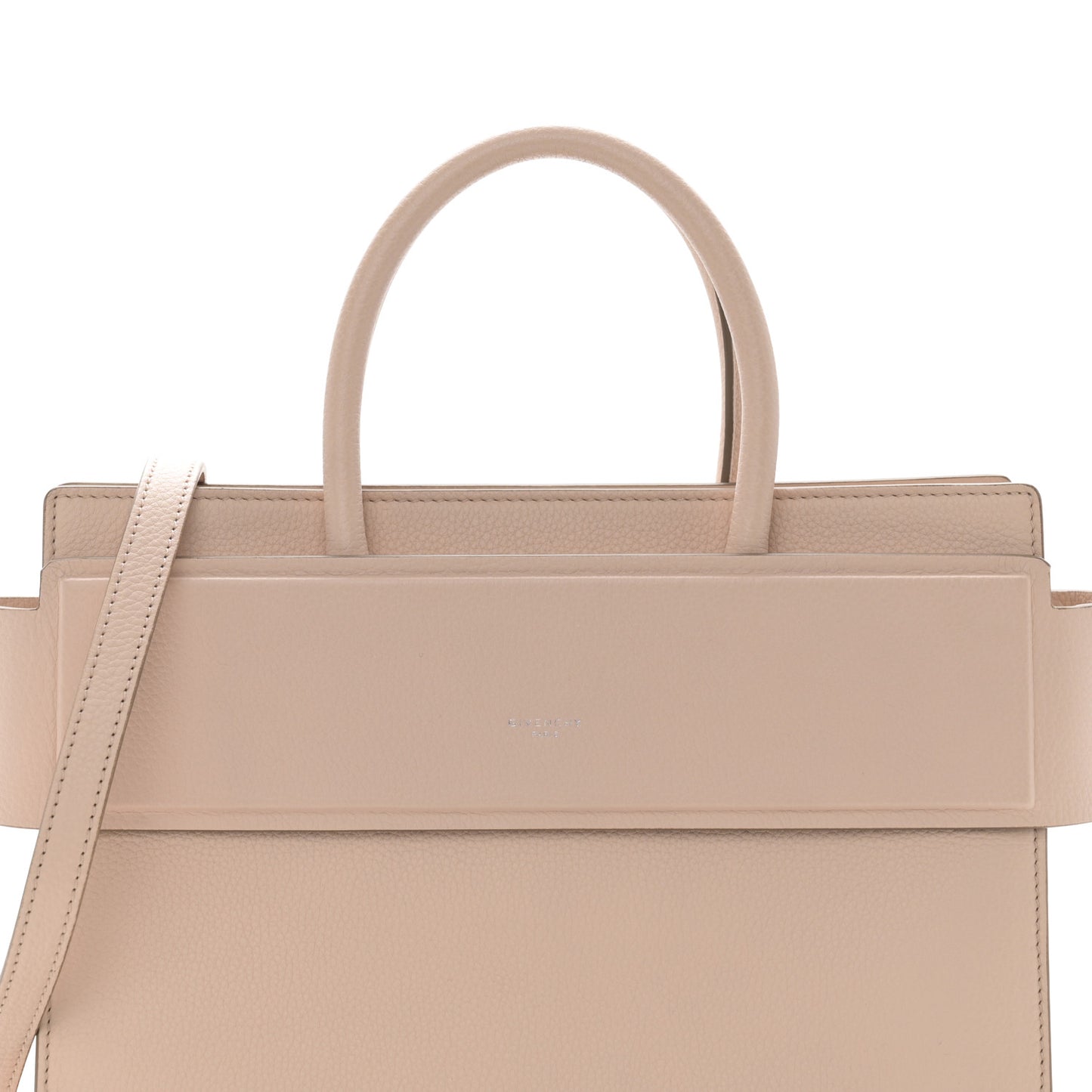 Grained Calfskin Small Horizon Satchel Beige