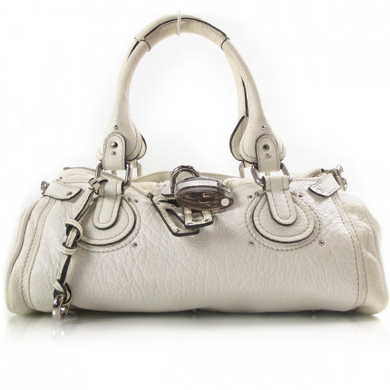 Leather Paddington Satchel Blanc