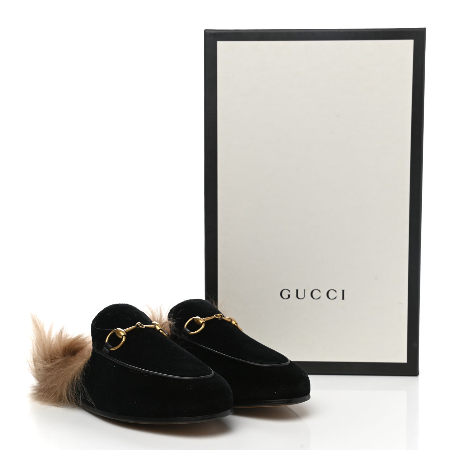 Velvet Fur Womens Princetown Slippers 35 Black