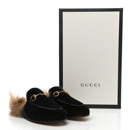 Gucci Velvet Fur Womens Princetown Slippers 35 Black 8 of 8