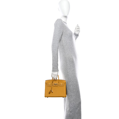 Hermes Togo Horseshoe Birkin 25 Jaune Ambre 2 of 11