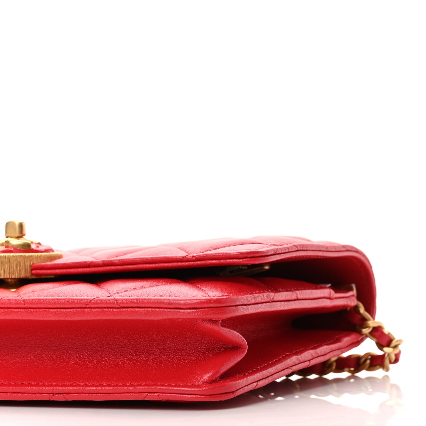 Lambskin Plexiglass Quilted Coco Love Wallet On Chain WOC Red