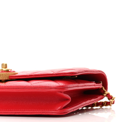 Chanel Lambskin Plexiglass Quilted Coco Love Wallet On Chain WOC Red 11 of 12