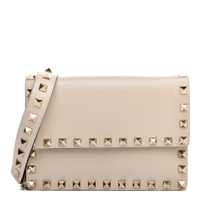Valentino Garavani Vitello Mini Rockstud Flap Wallet on Chain Ivory 1 of 12