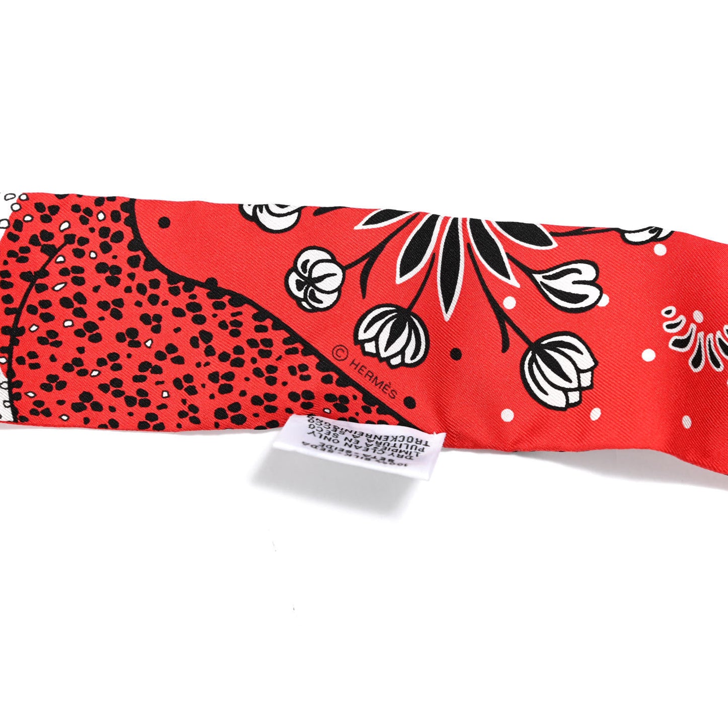 Silk Les Leopards Twilly Rouge Black White